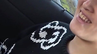 Tall Woman Car Blowjob Encounter Friend Ends with Facecum Inside