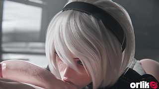 2b Nier Automata Blowjob & Town Cowgirl Fuck - Creamy Pussy & Creampie Ending 3D Animation