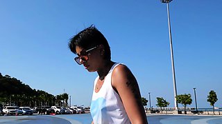 Thai skater teen relaxing on a big cock