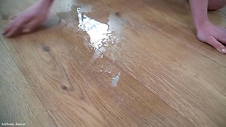 Hot Blonde Gets Piss Shower and Licks the Floor to Clean It - Pissing in Mouth - Fetish - Spitting