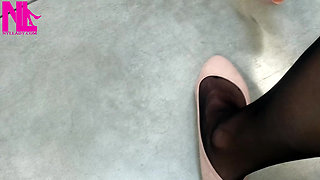 Dangling in Rose Ballet Flats in a Store
