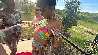 Creamy Custard Playtime: Savanna, Giana, Bleu & Livie Get Messy