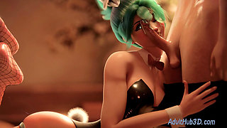 Green-Haired Bunny Girl Sucks and Gets Fucked