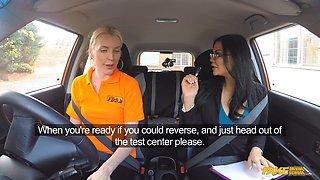 Jasmine Jae & Lexi Lou get hot and heavy in Fake Driving School - POV blonde milf pussy licking & fingering action!