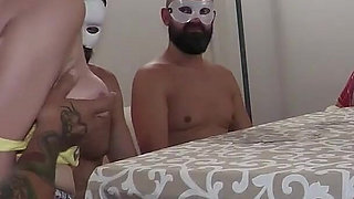 Wild Swinger Orgy with Masked Sluts Sucking Hard