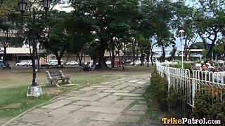 Bus stop amateur Asian picked up and fucked