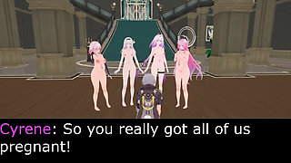 Honkai Star Rail - Caelus Harem Party - Cyrene, Marchevernight, Firefly and Castorice - 3D Hentai Animations