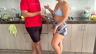 MY STEPMOM LETS ME HELP HER WITH THE DISHES IN HER KITCHEN AND I END UP HER