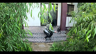 Gardener Deepthroat, Rough Facefucking and Double Cum on My Shiny Downjacket