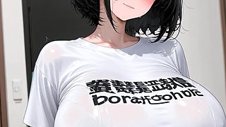 Short black hair and huge beauty