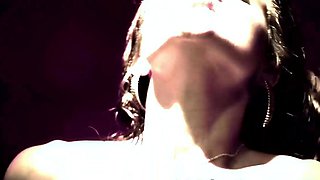 Whorish nymph woos your bone while jerking on lover's meat