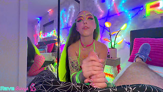 Scarlett Rosewood Kneels in Fishnets and Strokes Brian Omally's Cock!