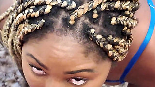 Two Doms with Strap-ons Spit Roast Cock Hungry Ebony Slut