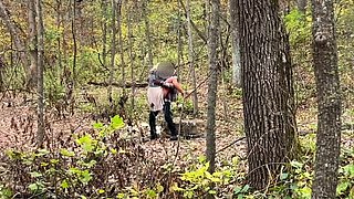 WanderingWife - BBC creampie outside on walking trail
