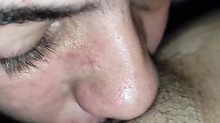 Pussy eating and fucking a teen at night before going to bed