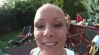 Amateur Cum Swallow and Gangbang Orgy in My Backyard with Many Girls