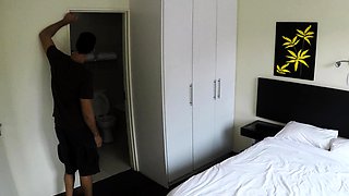 Chubby Ebony BBW maid gagged and fucked