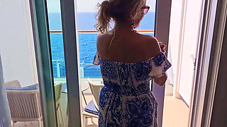 MILF Mature Mommy Housewife Rubbing her Big Tits Pussy on a Cruise Ship