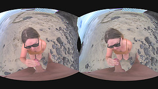 VR Outdoor POV Blowjob on the Public Beach