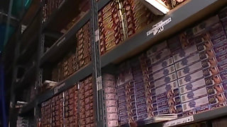 Warehouse Slut Rides Thick Cock Dripping Wet
