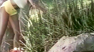 Black Babe with Nice Tits Gets Her Hairy Cunt Pounded in the Garden