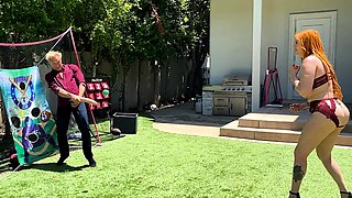 Big Ass Redhead Milf Plays Dick Ball With Step Son's Huge