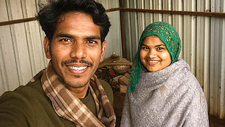 Husband wife of Indian Desi village enjoying in the field in winter and also kissing by -Snapchat143