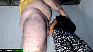 Latina Sucking Cum - on Her Knees Blowjob