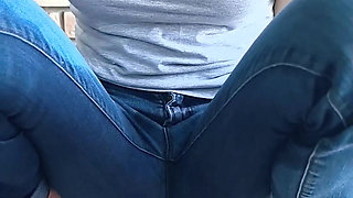 Intense anal toy control made teacher squirt in tight jeans fully soaking them