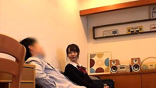 Japanese teen in schoolgirl uniform stripped