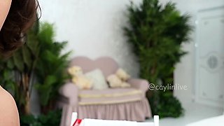 Glamour babe with big boobs masturbates in lingerie