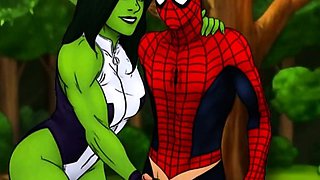 Spiderman and Spidergirl hentai orgy