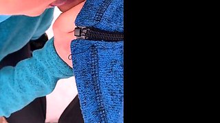 Public Blowjob on a Walking Trail with a Busty Amateur Teen