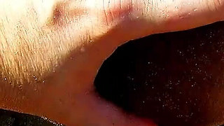 Ebony teen Nancy fucked by strangers on vacation on the beach