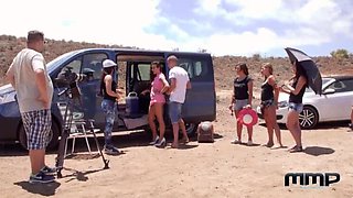 Hot Pornstar Actress Gives Blowjob & Takes Cumshot Outdoors