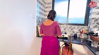 Desi Bhabhi Calls Tailor Home For Saree Fitting - Passionate Hindi Sex & Blowjob in Kitchen with Aksha