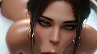 Stunning Green-Eyed Caramel Skin Beauty Fucked in Bath - Anal, Pussy & Cum Flood