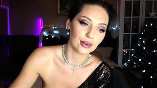 Brunette solo darling masturbating at home