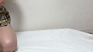 Girls Only Apartment in Japan, Mini Skirt, Student Uniform, Thong, Busty Student Spill Out Tits and Wedgie Panties Room Cleaning