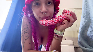 Dildo Sucking Deep-throating Teen Drool Face-fucking
