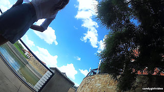 Skye Blue - Pantyless Outdoor up the Skirt