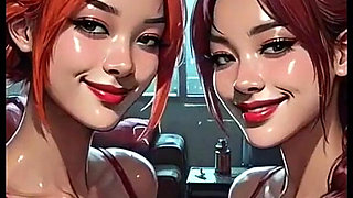 Cute Lesbians Tongue and Kiss Fetish, Ai Animation