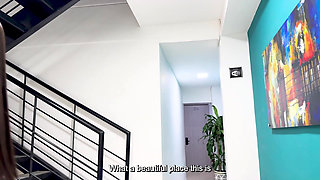 Beautiful Brunette Rides the Huge BBC of Her Driver, Big Ass Latina Swallows and Bounces on Huge Dick