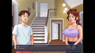 Playing strip poker, friends party, big boobs