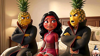 Fruit Series: Episode 3 - Cute Strawberry Girl and Pineapple Girl Sharing Sensual Ai Hentai