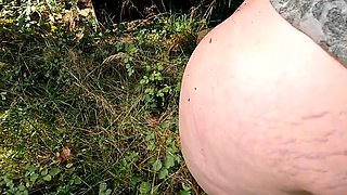 Bouncy Tits Action Whips Submissive Pussy in Public Woods Punishment