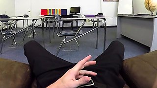 Big boobed babe tit fucks a lucky fuckpole