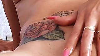 A Hot Brunette Masturbates with a Monster Dildo