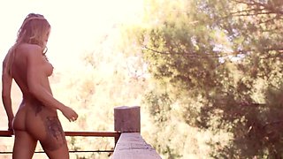 Big tits British blondie Ella stripping