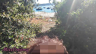 French Girl Sucking Amateur on Nude Beach public in Greece to stranger with cumshot - MissCreamy